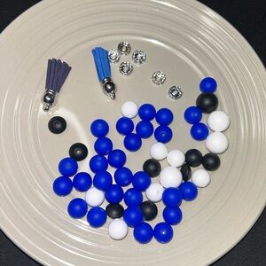 50 Blue and White Bead Set with Tassels